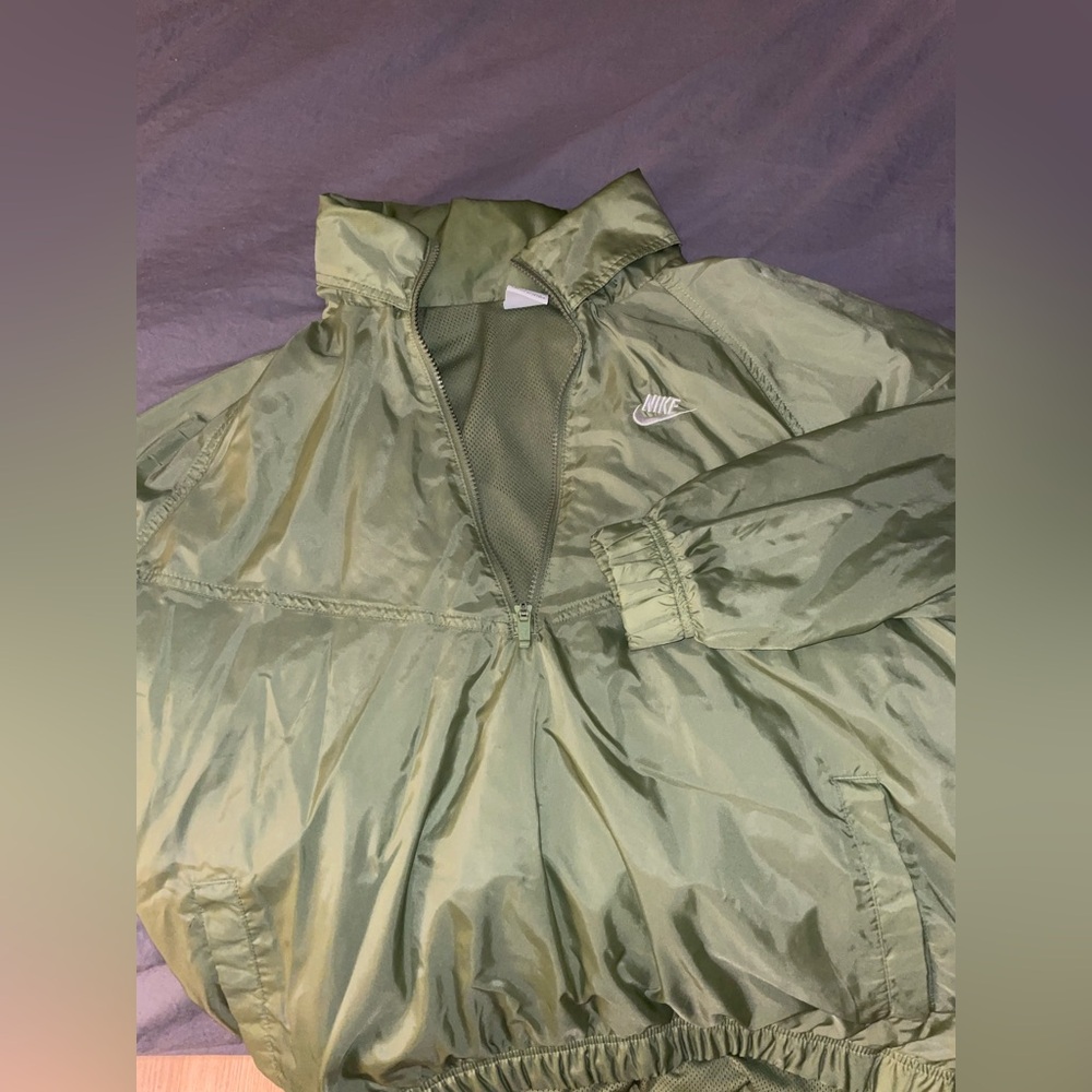 Green Nike Fleece Jacket Pullover with Hoodie